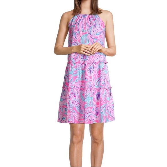 Lilly Pulitzer Evalyn Swing Dress SZ Small Prosecco Pink Don’t Be Jelly - Picture 1 of 16